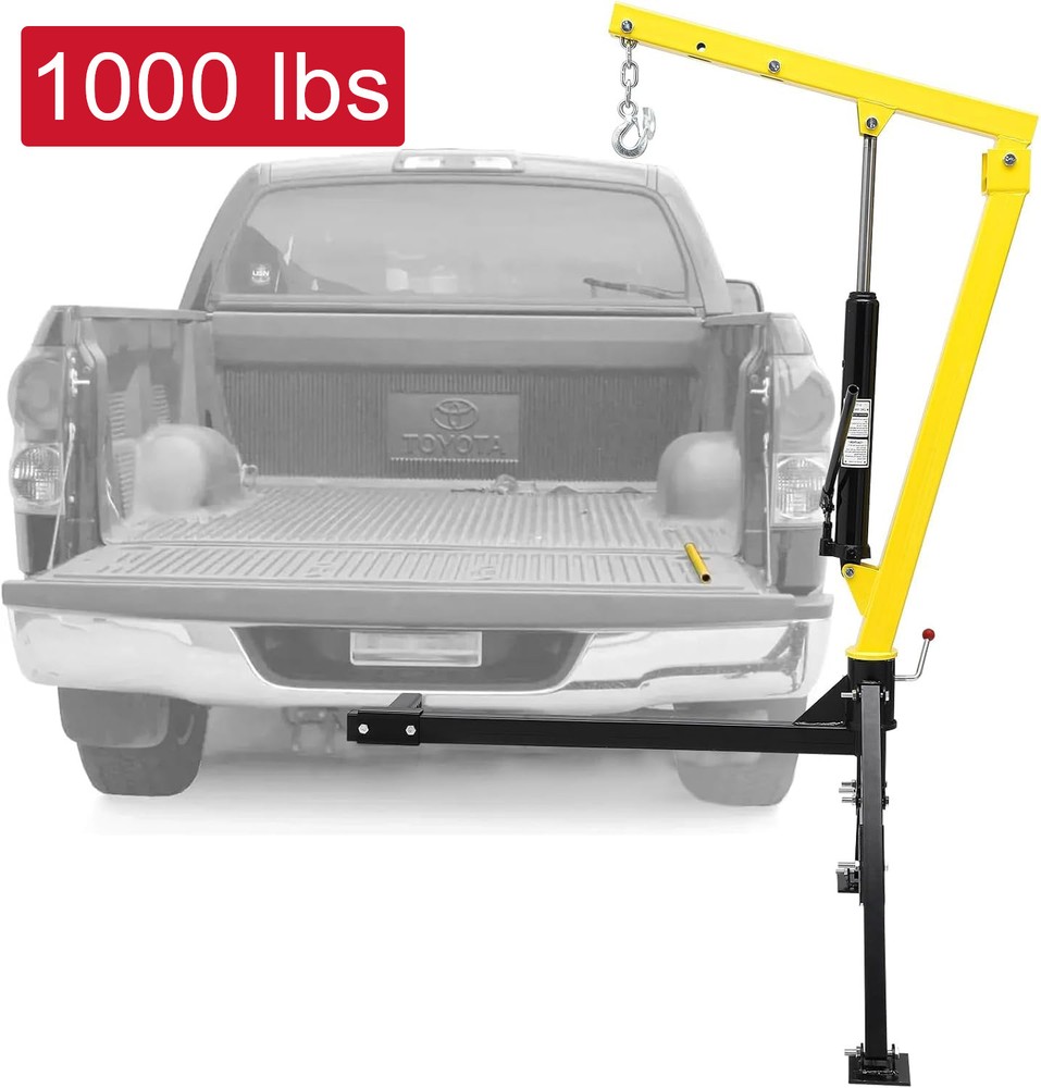 1000 LBS Manual Hydraulic Pickup Truck Crane Adjustable Hitch Mounted Crane