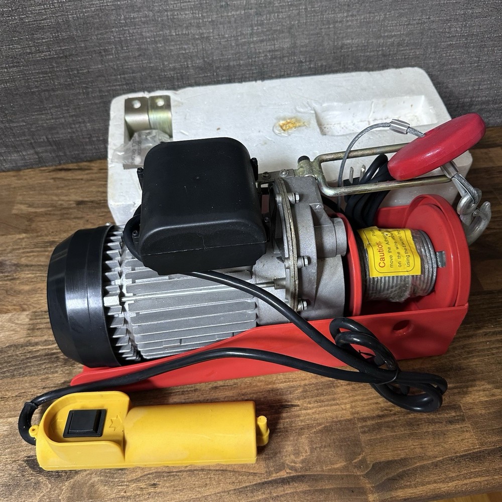 110VAC Electric Rope Hoist Winch with Wire Rope and Mount Plate 440-880lbs