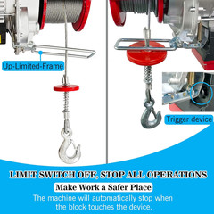 Electric Hoist Winch, 880 Lbs 120V Electric Hoist with Remote Control,16Ft/33Ft