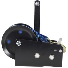 2000LBS Hand Winch with 26FT Blue Strap, Black, Two-Way Ratchet