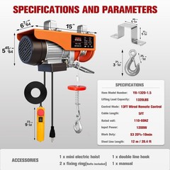 Remote Control Electric Hoist 110V 1320Lbs