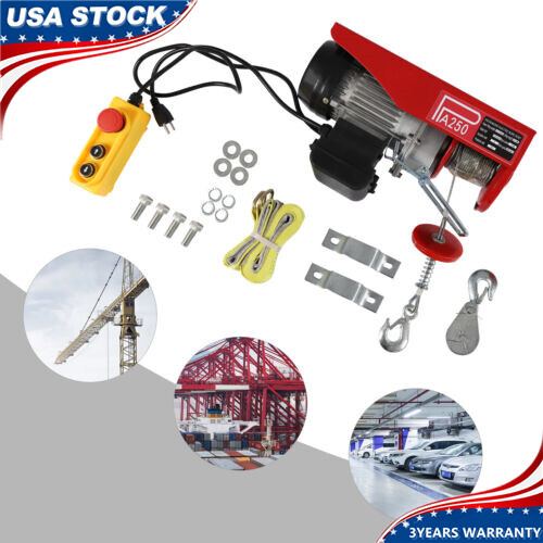 550LBS Electric Hoist Winch Engine Crane with Wireless 110V