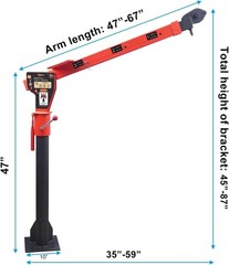 New 1100lb Folding Truck-Mounted Crane, with Electric Winch 3500 lb 12V, Painted