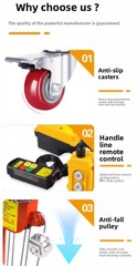 Electric 220V Wire Rope Pipe Lifting 230kg Remote Control Small Mobile Lift