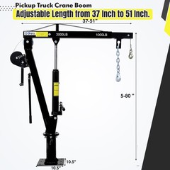 Hydraulic Pickup Truck Crane 2000 Lbs Folding Truck-Mounted Bed with Hand Winch
