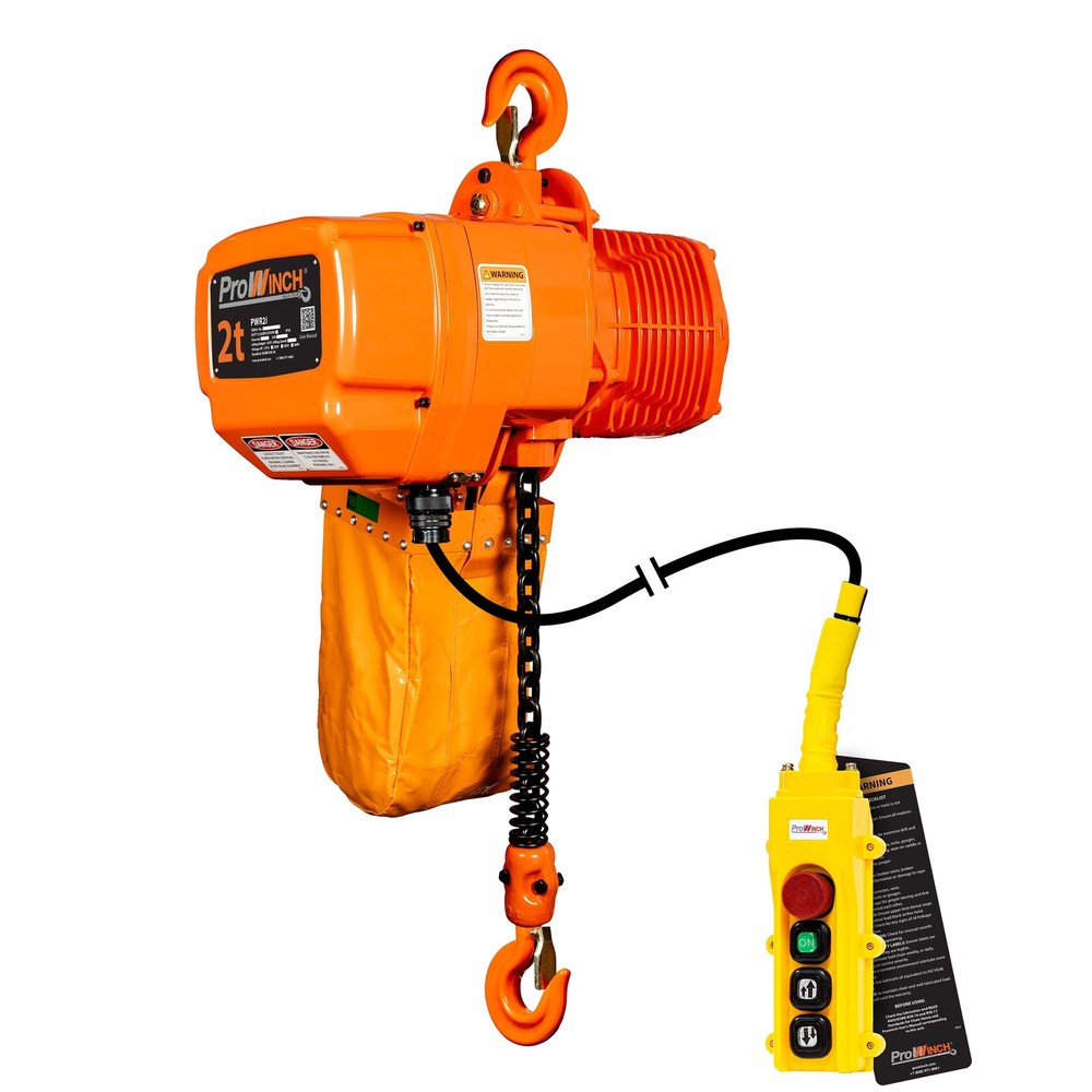 Prowinch 2 ton 4400 lb 208~240/440~480V 2 Speed Electric Chain Hoist 20ft. Lifti