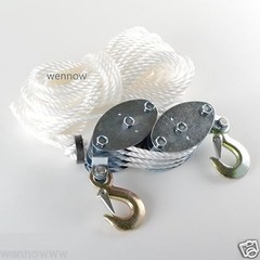 4000LB 2 Ton Poly Rope Hoist Pulley Wheel Block and Tackle Puller Lift Tools