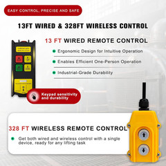 2-in-1 Electric Hoist 440Lbs Winch with Wireless Remote & Overload Protection
