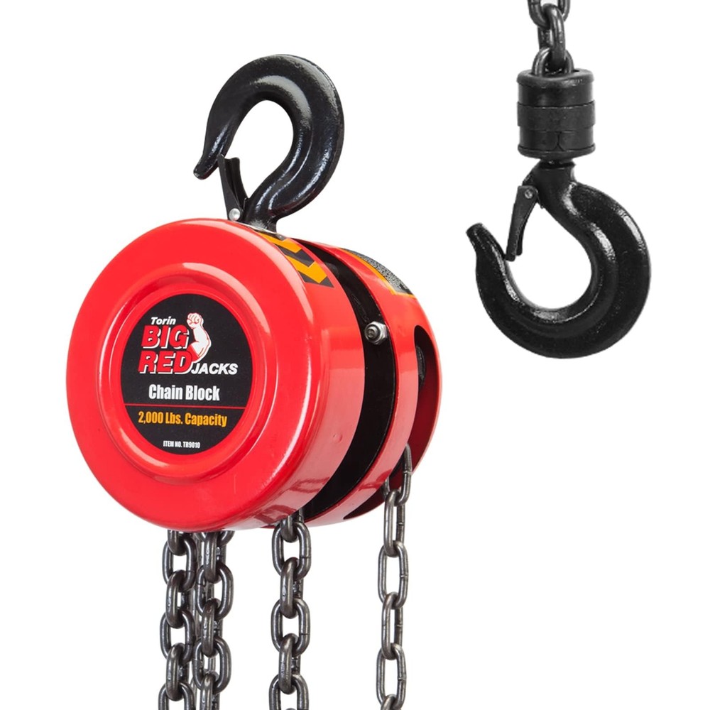 BIG RED Hand Chain Hoist 1 Ton 2000 Lbs Capacity 1 (2,000 lb), Red