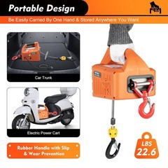 2,200Lbs Portable Electric Winch – Manual and Wired- with Lifting Strap – Max 25