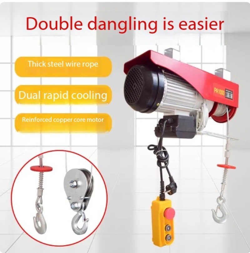 Mini Electric Hoist 110/220V Portable Small Wire Rope Electric Winch Crane