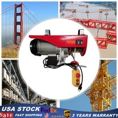 2200LB Electric Wire Cable Hoist Winch Crane Lift Overhead Remote Control PA1000