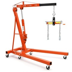 2 Ton Folding Hydraulic Engine Hoist with Load Leveler 4400 LBS Capacity Heav…
