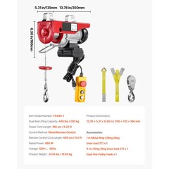 Uimoso Electric Hoist 440lbs Lift with Wired Remote Control, 480W, 110V