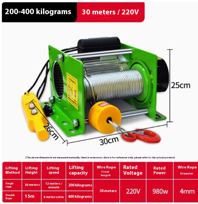 Small Winch Electric Wireless Remote Control Fast Heavy Duty Lifting Crane
