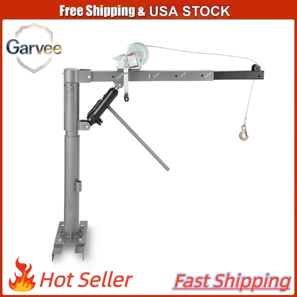 1000Lbs Heavy-Duty Adjustable Crane Hoist, Pickup Truck Bed, 360° Swivel Lift