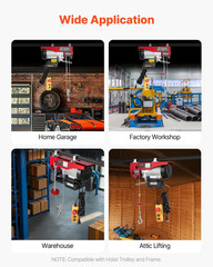 Electric Hoist, 1320 Lbs 120V Electric Winch with 328 Ft Wireless & 14 Ft Wired