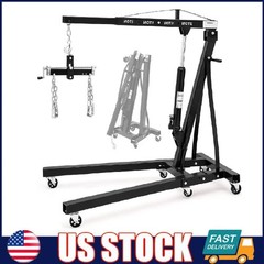 Engine Hoist with Lever, 2 Ton Folding Cherry Picker Shop Crane with 6 Casters