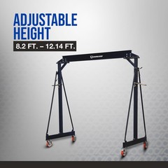 Strongway Adjustable Gantry Crane, 4000-Lb. Capacity, 7.8ft.–11.7ft. Lift