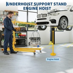 2 Ton Folding Engine Hoist Lift ,Hydraulic Shop Crane w/Underhoist Support Stand