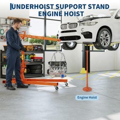 2 Ton Engine Hoist Lift Cherry Picker with 3/4Ton Underhoist Support Stand Combo