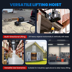 Electric Hoist PRO with Single/Double Hook, 1100Lb Electric Winch 110V 120V, 2 W