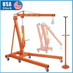2 Ton Folding Engine Hoist Shop Crane with 3/4Ton Underhoist Support Stand Combo