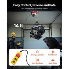 Uimoso Electric Hoist 440lbs Lift with Wired Remote Control, 480W, 110V