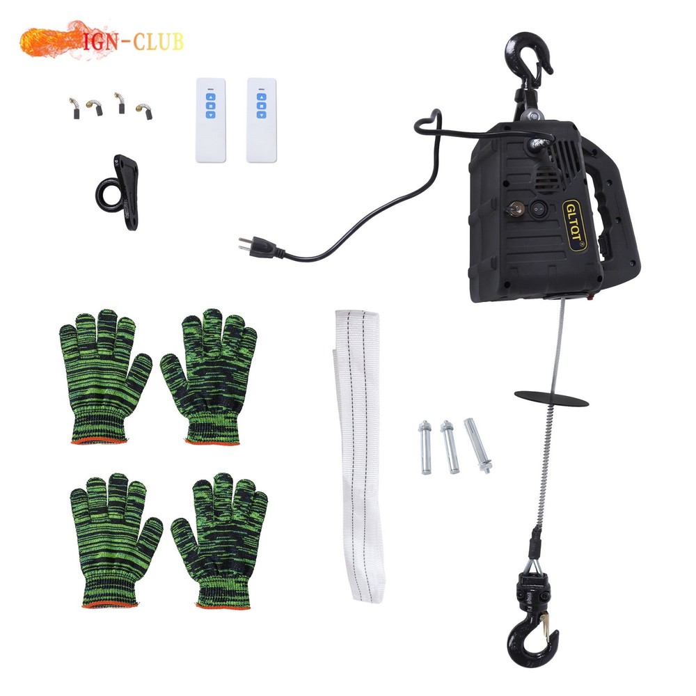 Winch With Wireless Remote Control 1100lbs 500-B 2in1 Portable Electric Hoist