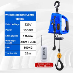 220V Portable Mini Electric Hoist with Wireless Remote Household Small Lifting W