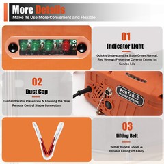 Orange 3-in-1 Control Electric Hoist Portable With Dust Cap Lifting Belt Hook