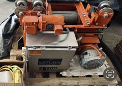 Saturn 2 Ton Cable Hoist With Motorized Trolley New With Controller 4000 Lb Cap.