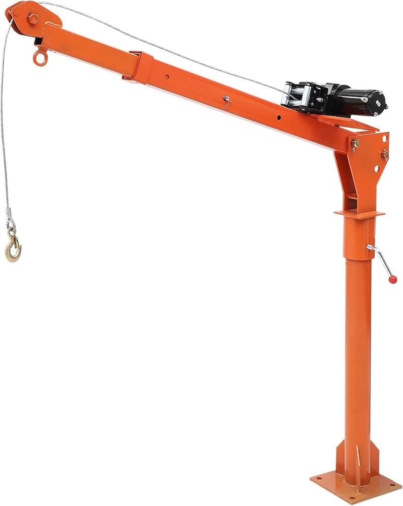 Foldable 360° Swivel Truck-Mounted Jib Crane, Adjustable Boom 45.7-63 in Range