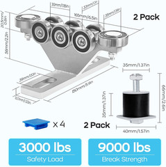 6+2 Wheel Hoist Trolley with Roller Limit, Unistrut Trolley Kit for Electric Hoi