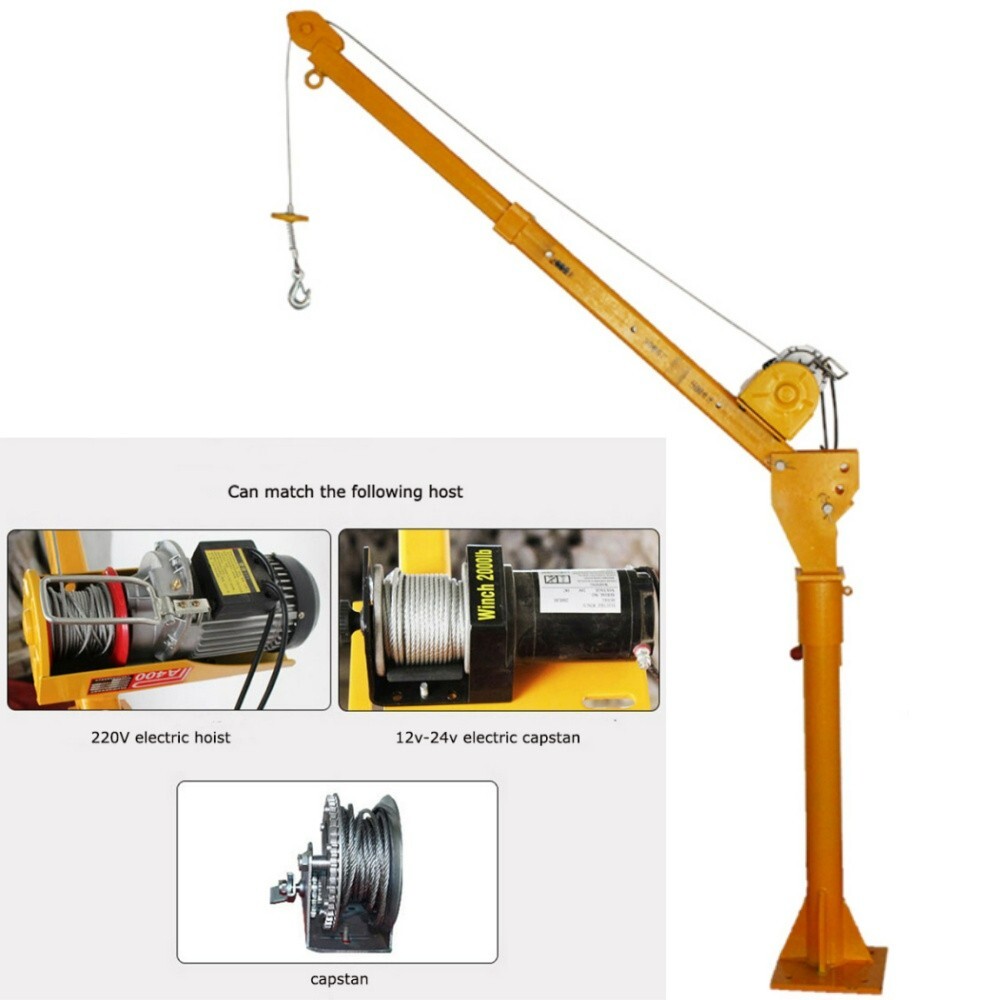 500kg 1.2-2.2m Electric Small Crane Swivel Hoist Winch Crane 3000lb Hoister