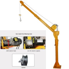 500kg 1.2-2.2m Electric Small Crane Swivel Hoist Winch Crane 3000lb Hoister