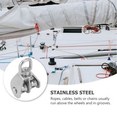 2 Pcs Stainless Steel Pulley Roller Double Swivel Pulley Block Rigging