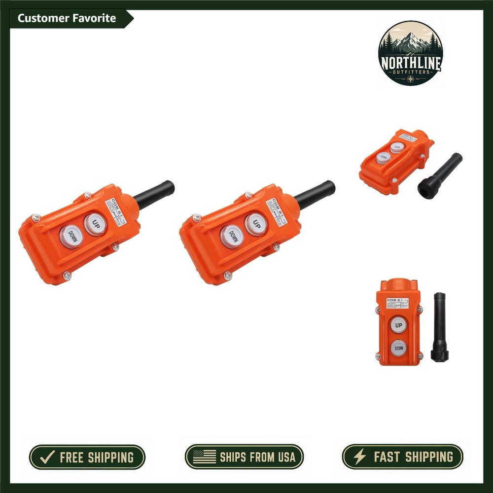 High-Performance Rain-Proof Push Button Pendant Switch for Cranes – 2 Count