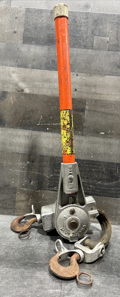 Chance Hoist 1 Ton Hot Stick Ratcheting Strap Hoist. Item ID #57 Used Surplus