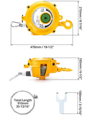 Spring Balancer 33-49lb Retractable Tool Holder 5ft Wire Rope w/Hook Safety Lock