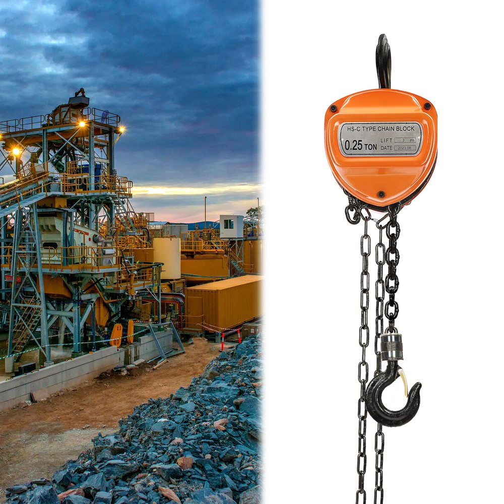 551lbs Chain Hoist Manual Puller Hoist 0.25 Ton Industrial 3M Lifting With Hook