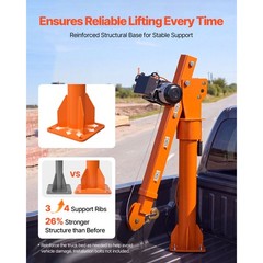 Uimoso Electric Pickup Truck Crane 2200 lbs with Foldable Steel Design and Winch
