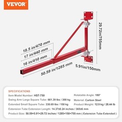 Heavy-Duty Wall Mount Jib Crane, 660 lbs Capacity, Electric Hoist Swing Arm, 180