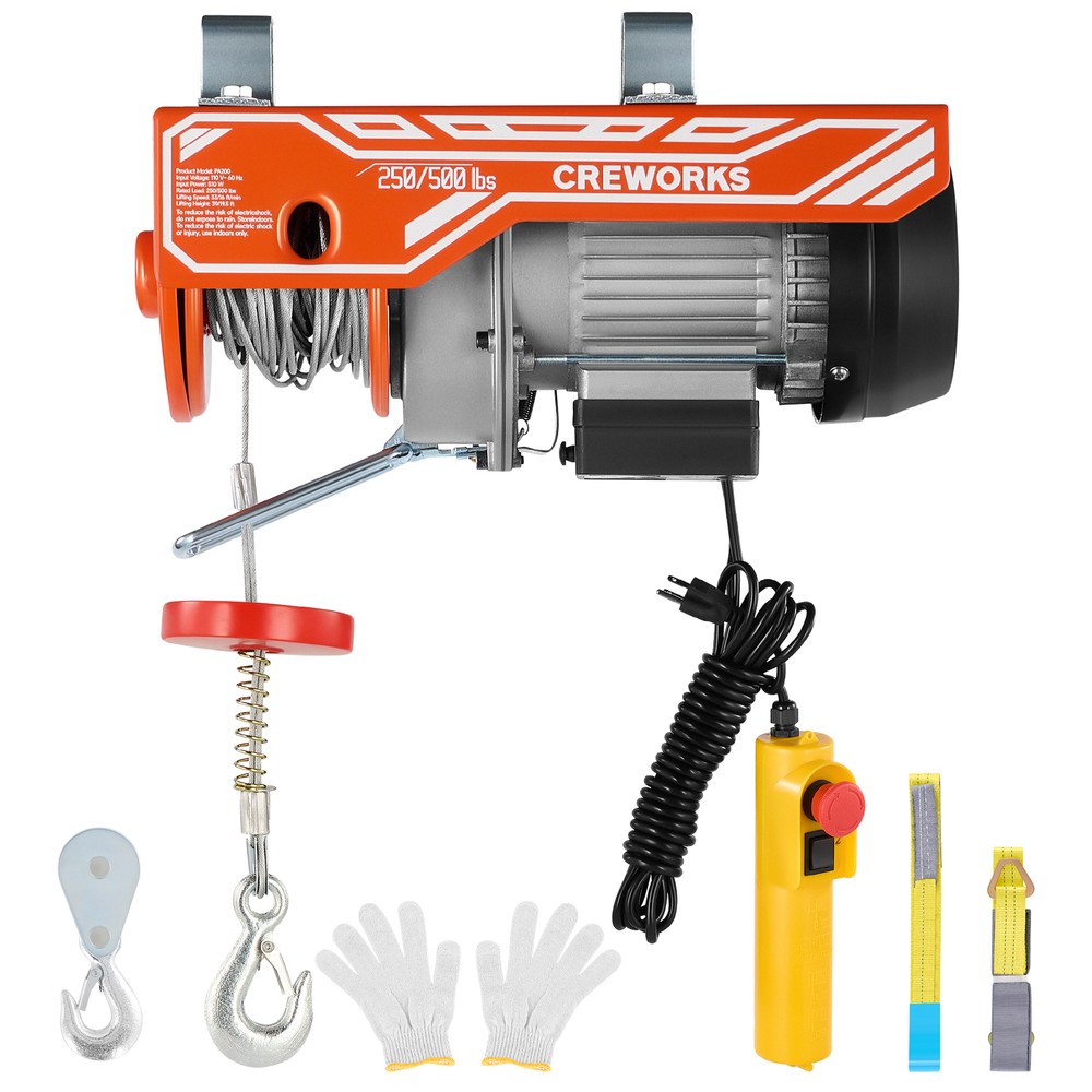CREWORKS 500/1500/2500 lbs Electric Hoist Crane Winch for Garage Warehouse
