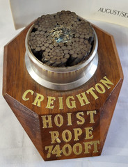 1960’S CREIGHTON CANADA ALLOYS HOIST ROPE 7400FT STAFF AWARD MINING WITH BOOK
