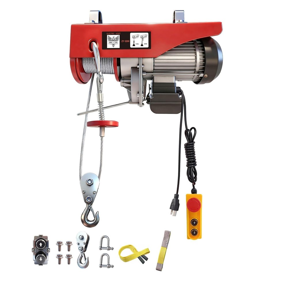 Electric Hoist 2200lbs 110V Winch 40FT Cable Single Double Sling Remote