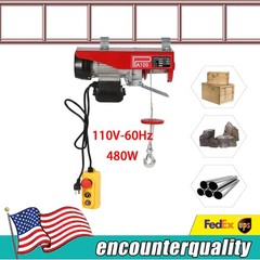 Electric Hoist 220lbs Winch Lifting Engine Crane W/ Wired Remote Control