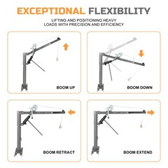 Folding Hydraulic Pickup Truck Crane 360° Engine Bed Hoist with Winch 1000 LBS