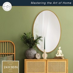 MCS Master & Co. Modern Metal Large Wall Mirror, Minimalist Home Decor Oval M…