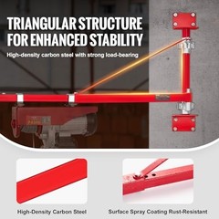 Heavy-Duty Wall Mount Jib Crane, 660 lbs Capacity, Electric Hoist Swing Arm, 180